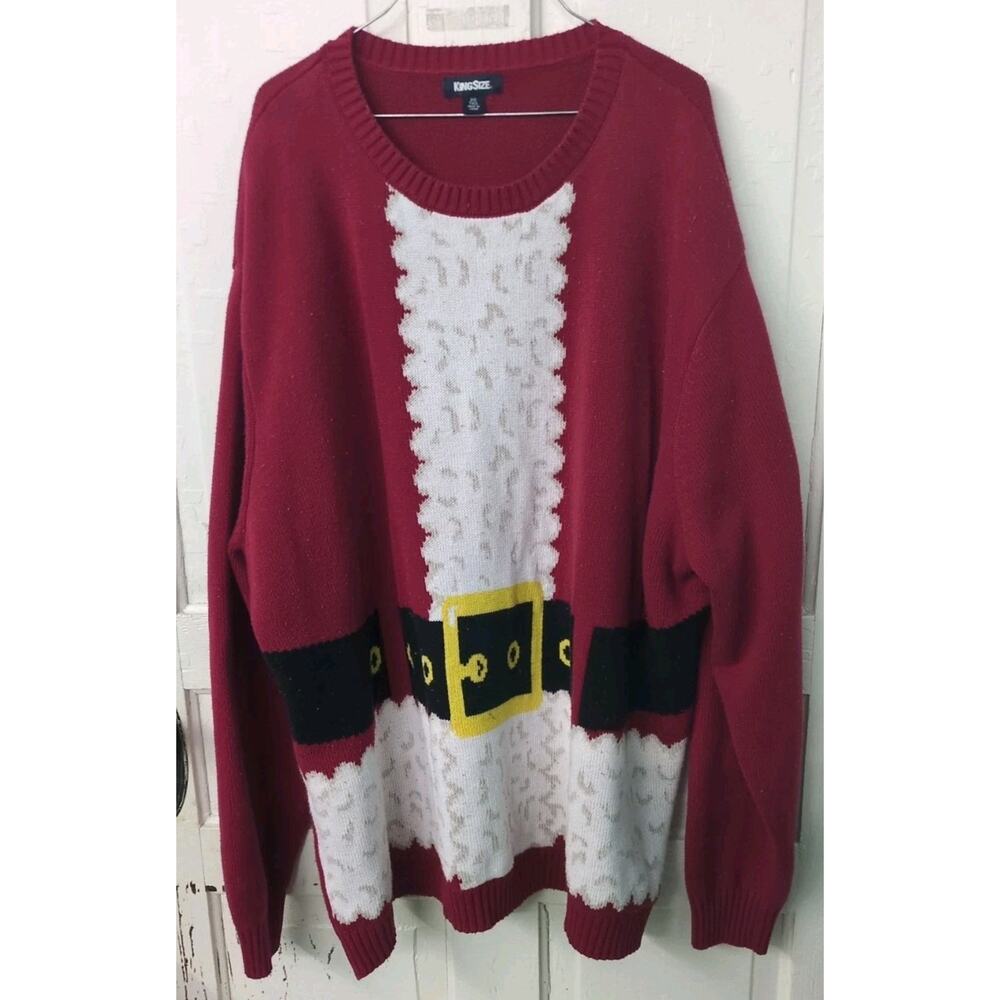 King Size Santa Suit Sweater Men's 4X Tall Ugly Christmas Sweater